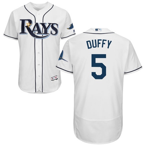 Tampa Bay Rays #5 Matt Duffy White Flexbase Authentic Collection Stitched Jersey Men's