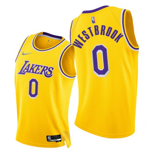 Los Angeles Lakers #0 Russell Westbrook Mens 2021-22 75th Diamond Anniversary Jersey Gold Mens