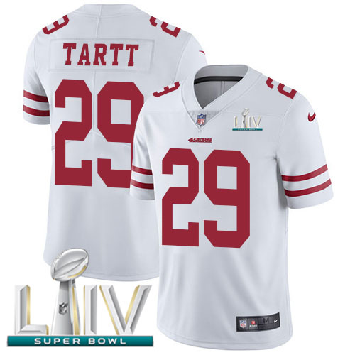 San Francisco 49ers #29 Jaquiski Tartt White Super Bowl LIV 2020 Men's Stitched Vapor Untouchable Limited Jersey Men's