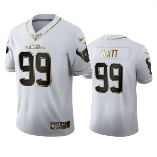 Houston Houston Texans #99 J.J. Watt Men's White Golden Edition Vapor Limited 100 Jersey Men's