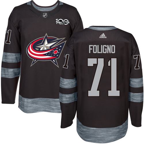 Adidas Columbus Blue Jackets #71 Nick Foligno Black 1917-2017 100th Anniversary Stitched Jersey Men's