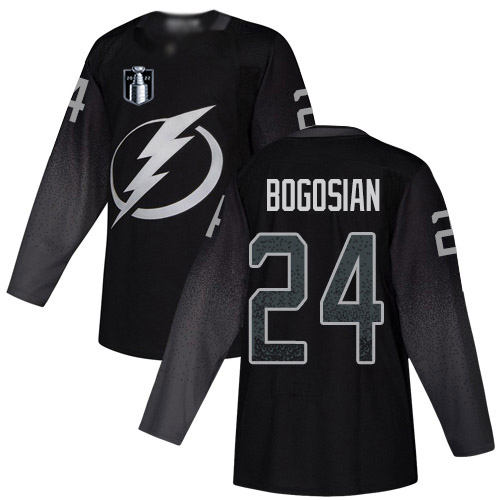 Adidas Tampa Bay Lightning #24 Zach Bogosian Black 2022 Stanley Cup Final Patch Alternate Authentic Stitched Jersey Men's