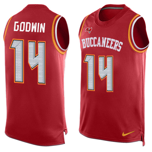 Buccaneers #14 Chris Godwin Red Team Color Men's Stitched Limited Tank Top Jersey