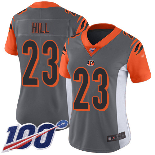 Bengals #23 Daxton Hill Silver Women's Stitched Limited Inverted Legend 100th Season Jersey