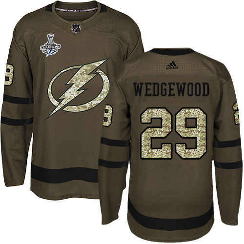 Adidas Tampa Bay Lightning #29 Scott Wedgewood Green Salute to Service Youth 2020 Stanley Cup Champions Stitched Jersey Youth