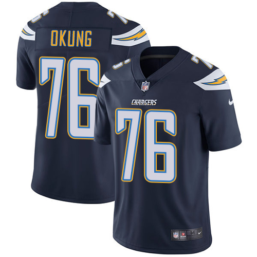 Los Angeles Chargers #76 Russell Okung Navy Blue Team Color Youth Stitched Vapor Untouchable Limited Jersey Youth