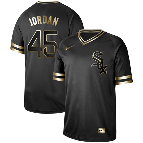 Chicago White Sox #45 Michael Jordan Black Gold Authentic Stitched Jersey Men's