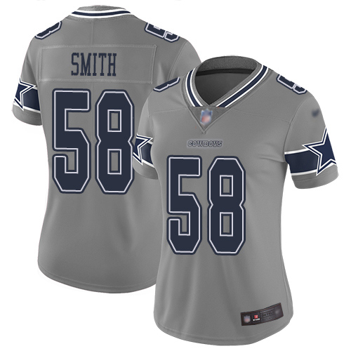 Dallas Cowboys #58 Aldon Smith Gray Women's Stitched Limited Inverted Legend Jersey Womens