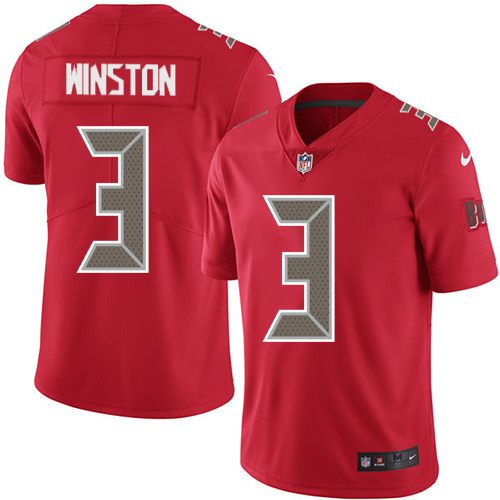 Tampa Bay Buccaneers #3 Jameis Winston Red Men's Stitched Limited Rush Jersey Men's