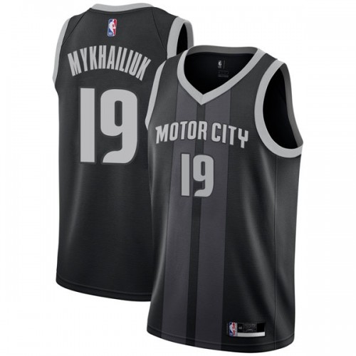 Detroit Pistons #19 Sviatoslav Mykhailiuk Black Swingman City Edition 2018/19 Jersey Mens