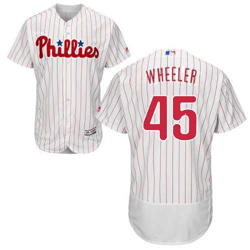 Philadelphia Phillies #45 Zack Wheeler White(Red Strip) Flexbase Authentic Collection Stitched Jersey Men's