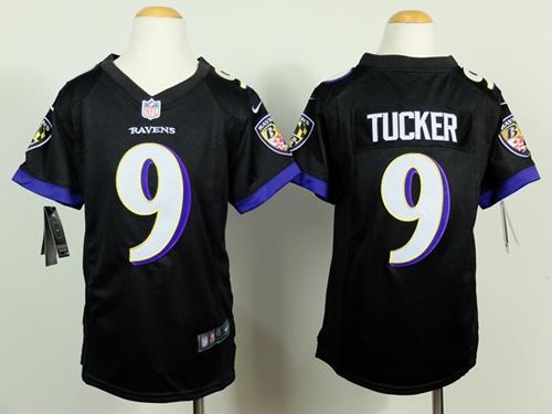 Ravens #9 Justin Tucker Black Alternate Youth Stitched New Elite Jersey