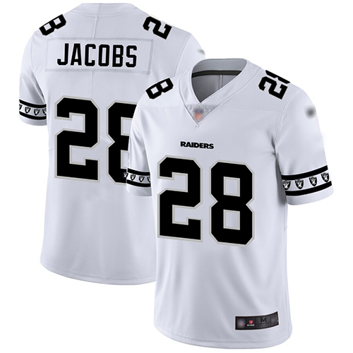 Raiders #28 Josh Jacobs White Men's Stitched Limited Team Logo Fashion Jersey