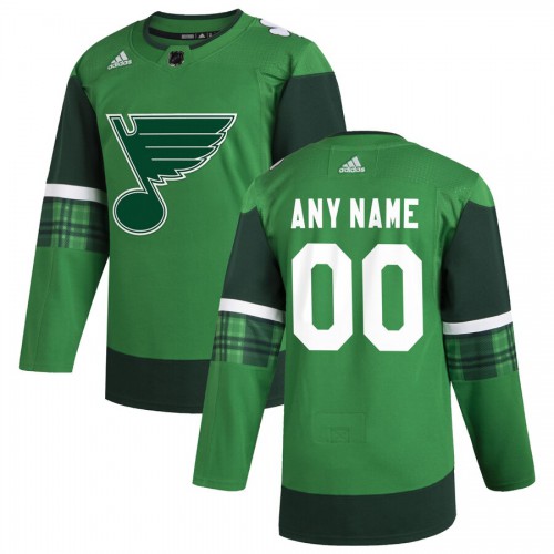 St. Louis Blues Men's Adidas 2020 St. Patrick's Day Custom Stitched Jersey Green
