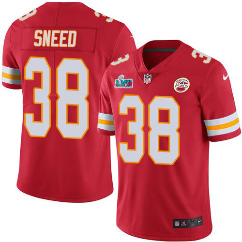Chiefs #38 L'Jarius Sneed Red Team Color Super Bowl LVII Patch Men's Stitched Vapor Untouchable Limited Jersey