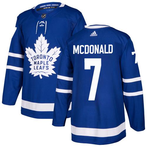Adidas Maple Toronto Maple Leafs #7 Lanny McDonald Blue Home Authentic Stitched Jersey Men's