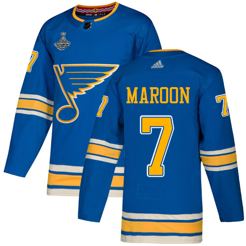 Adidas St. Louis Blues #7 Patrick Maroon Blue Alternate Authentic 2019 Stanley Cup Champions Stitched Jersey Men's