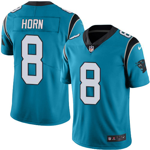 Carolina Panthers #8 Jaycee Horn Blue Youth Stitched Limited Rush Jersey Youth