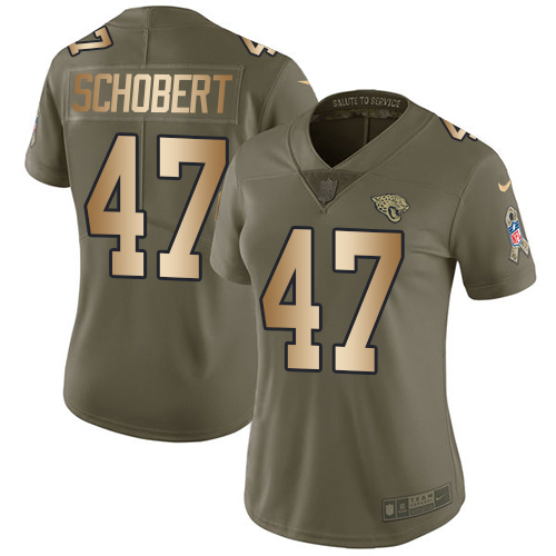 Jacksonville Jaguars #47 Joe Schobert Olive/Gold Women's Stitched Limited 2017 Salute To Service Jersey Womens