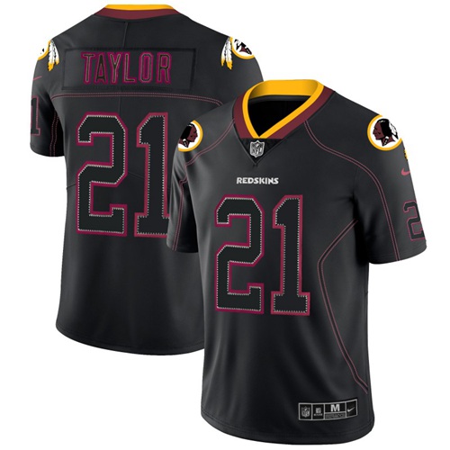 Commanders #21 Sean Taylor Lights Out Black Men's Stitched Limited Rush Jersey