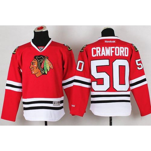 Chicago Blackhawks #50 Corey Crawford Red Stitched Youth Jersey Youth