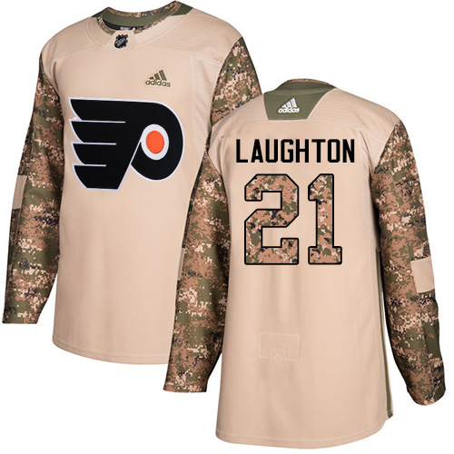 Adidas Philadelphia Flyers #21 Scott Laughton Camo Authentic 2017 Veterans Day Stitched Jersey Men's