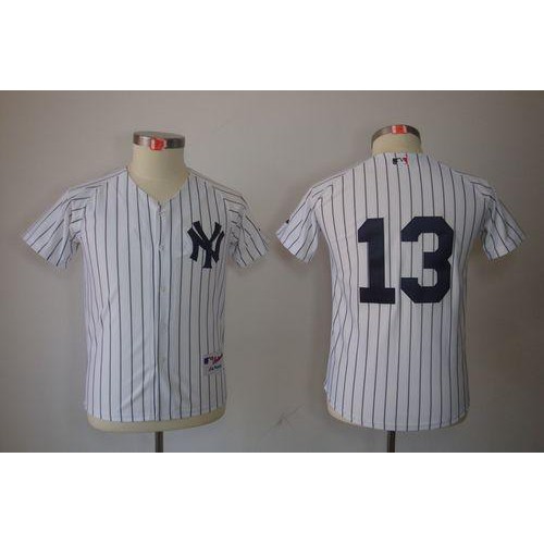 New York Yankees #13 Alex Rodriguez Stitched White Youth Jersey Youth