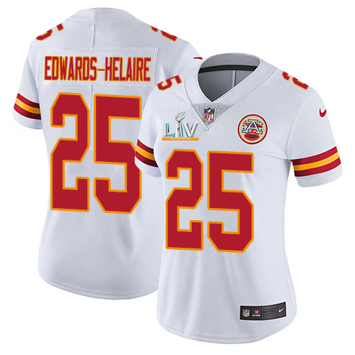Chiefs #25 Clyde Edwards-Helaire White Women's Super Bowl LV Bound Stitched Vapor Untouchable Limited Jersey