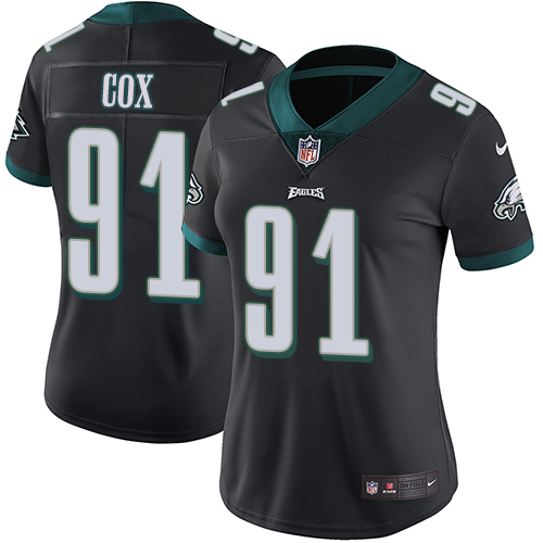 Philadelphia Eagles #91 Fletcher Cox Black Alternate Women's Stitched Vapor Untouchable Limited Jersey Womens
