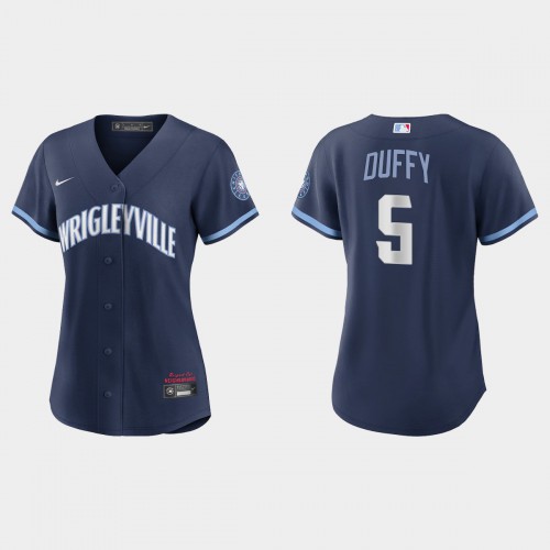 Chicago Chicago Cubs #5 Matt Duffy Women's 2021 City Connect Navy Jersey Womens