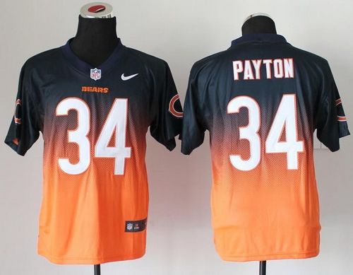 Bears #34 Walter Payton Navy Blue/Orange Men's Stitched Elite Fadeaway Fashion Jersey