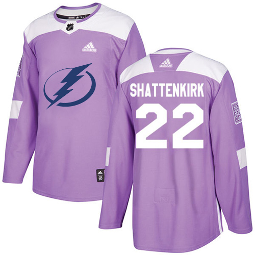 Adidas Tampa Bay Lightning #22 Kevin Shattenkirk Purple Authentic Fights Cancer Stitched Jersey Men's