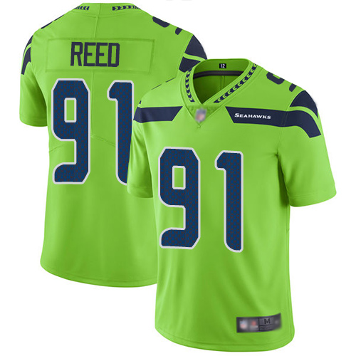 Seattle Seahawks #91 Jarran Reed Green Men's Stitched Limited Rush Jersey Men's