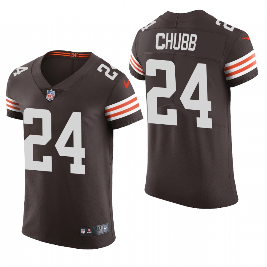 Cleveland Browns #24 Nick Chubb Men's Brwon Team Color Men's Stitched 2020 Vapor Untouchable Elite Jersey