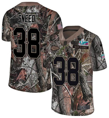 Chiefs #38 L'Jarius Sneed Camo Super Bowl LVII Patch Youth Stitched Limited Rush Realtree Jersey