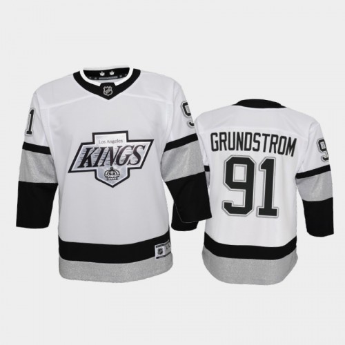 Adidas Los Angeles Kings #91 Carl Grundstrom Youth 2021-22 Alternate Game Jersey - White Youth