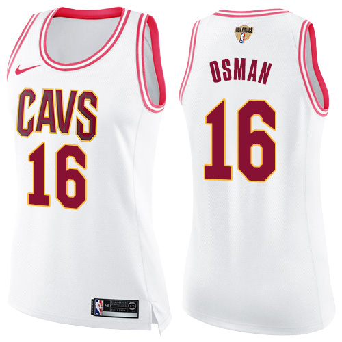 Cleveland Cavaliers #16 Cedi Osman White/Pink The Finals Patch Womens Swingman Fashion Jersey Womens