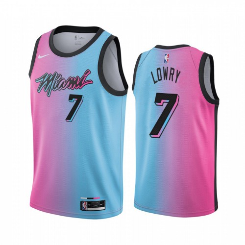 Miami Heat #7 Kyle Lowry Womens Blue Pink Swingman 2020-21 City Edition Jersey Womens