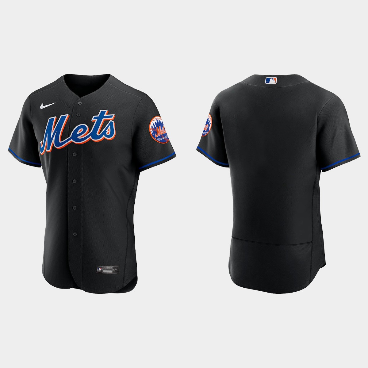 New York Mets Blank Men's 2022 Authentic Alternate Stitched Jersey - Black