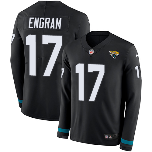Jaguars #17 Evan Engram Black Team Color Youth Stitched Limited Therma Long Sleeve Jersey