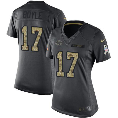 Bears #17 Tim Boyle Black Women's Stitched Limited 2016 Salute To Service Jersey