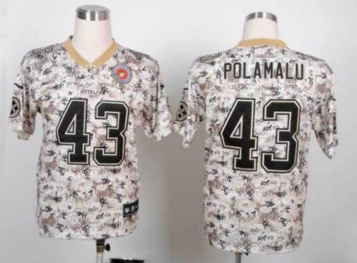 Steelers #43 Troy Polamalu Camo Men's Stitched Elite USMC Jersey