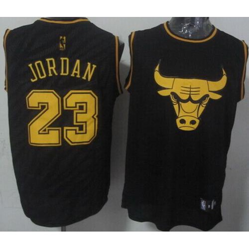 Chicago Bulls #23 Michael Jordan Black Precious Metals Fashion Stitched Jersey Mens