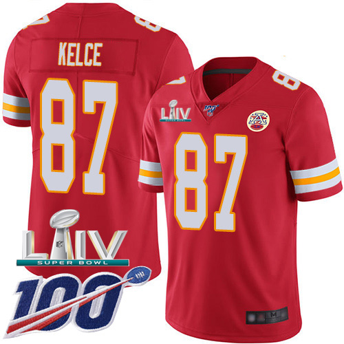 Chiefs #87 Travis Kelce Red Super Bowl LIV 2020 Team Color Youth Stitched 100th Season Vapor Untouchable Limited Jersey