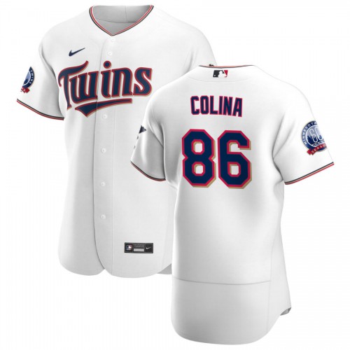 Minnesota Minnesota Twins #86 Edwar Colina Men's White Home 2020 60th Season Authentic Team Jersey Men's