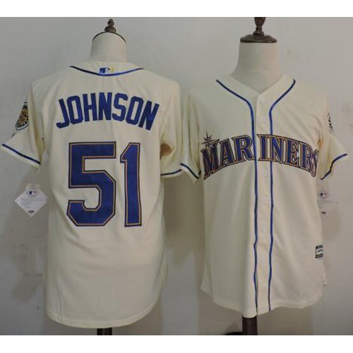 Seattle Mariners #51 Randy Johnson Cream New Cool Base Stitched Jersey Men's