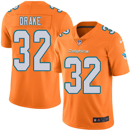 Miami Dolphins #32 Kenyan Drake Orange Men's Stitched Limited Rush Jersey Men's