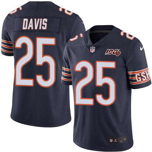 Chicago Bears #25 Mike Davis Navy Blue Team Color Men's 100th Season Stitched Vapor Untouchable Limited Jersey Men's