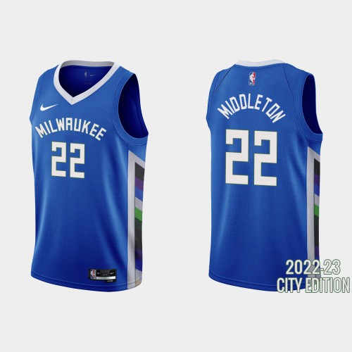 Milwaukee Milwaukee Bucks #24 Pat Connaughton Mens Blue 2022-23 Jersey - City Edition Mens