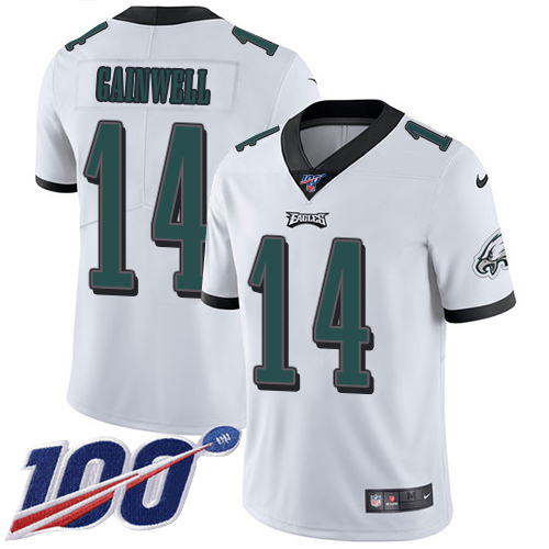 Eagles #14 Kenneth Gainwell White Men's Stitched 100th Season Vapor Untouchable Limited Jersey